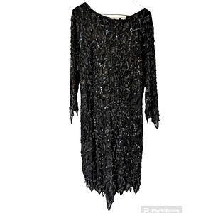 Vintage 80s Swee Lo fully lined 100% silk sequined cocktail dress